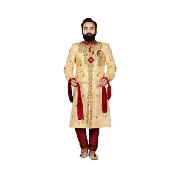 Diamond Style Golden Sherwani Set
